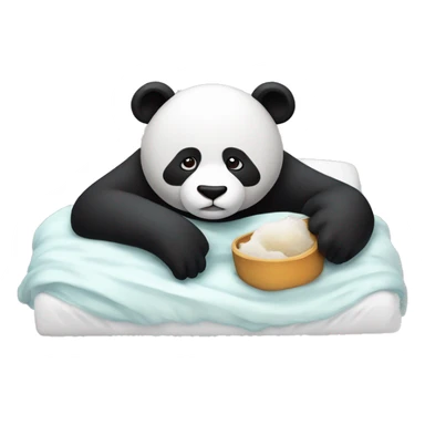 Ill Panda with fever laying in bed sticker