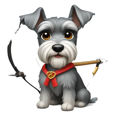 miniature schnauzer with a bow and arrow sticker