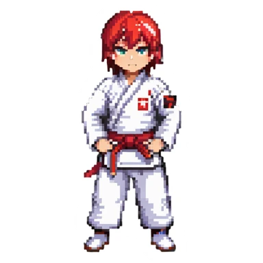 Martial arts gi with red belt sticker