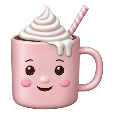 Light Pink mug of hot chocolate with marshmallows  sticker