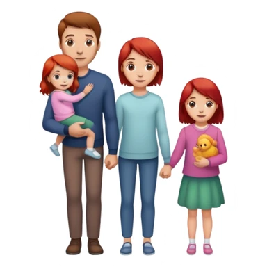 A man with brown hair holding a child, a daughter, and a girl with red hair by the hand sticker