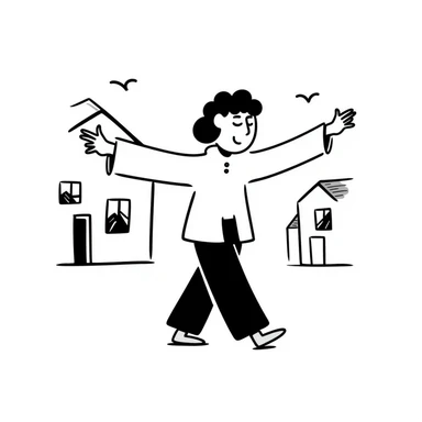 person walking while sleeping, hand-drawn doodle style sticker