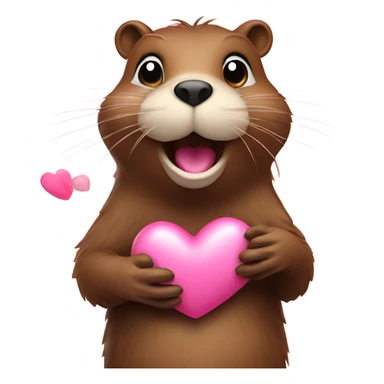 Beaver sending an air kiss with pink hearts  sticker