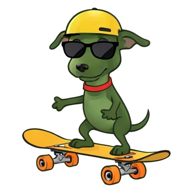 A dog riding a skateboard  sticker