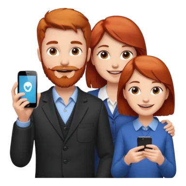 Red head man short brown haired girl selling phones  sticker