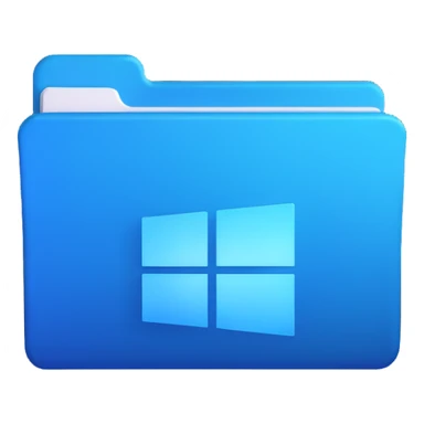 Windows 11 inspired folder icon, sleek, blue tones, glassy effect, no text sticker
