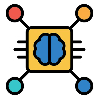 AI neural network nodes icon sticker