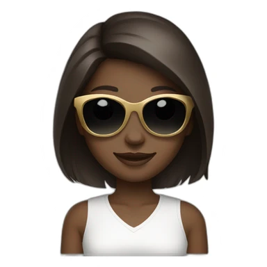 Dark Brown hair girl white skin with gold sunglasses smiling sticker