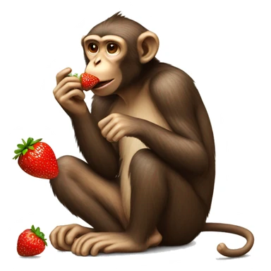 monkey eating strawberry and talking by mobile phone sticker