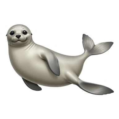 cinematic-seal-realistic-full-body-lounging-emoji,-sleek-body-stretched,-short-smooth-fur-glinting-in-the-sea-breeze,-flippers-tucked-comfortably-beneath-its-body,-large-dark-eyes-filled-with-playful-curiosity sticker