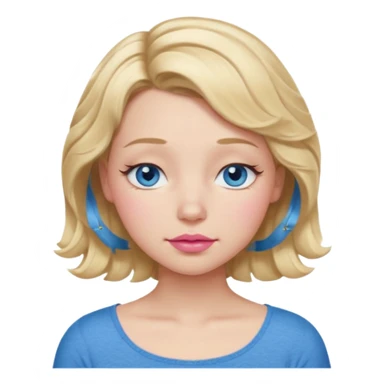 Girl Blonde short wavy hair,  blue eyes, cute blue top, long lashes, pink lips, sleeping eyes closed, zzzz  sticker