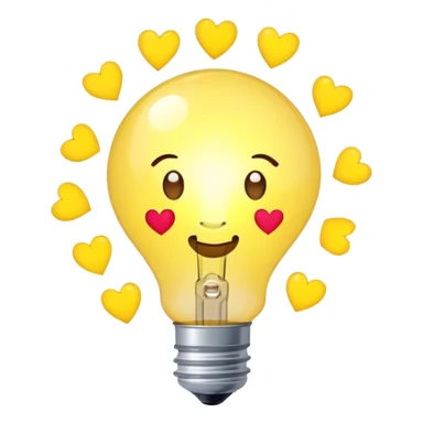 a yellowish lightbulb with hearts over  sticker