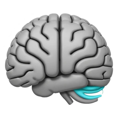 stylized brain emoji using Google's color palette, minimal and flat sticker
