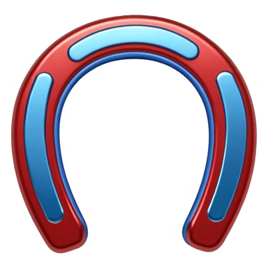 mettalic red blue horseshoe magnet sticker