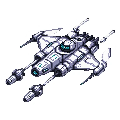 battle-worn space cruiser with weapon turrets sticker