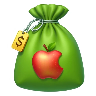 money bag with visible CZK label, Apple emoji style, simple colorful, slight 3D effect sticker