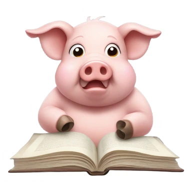 Pig reading a book sticker