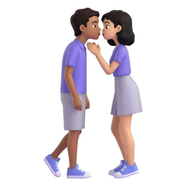 Black haired brown skinned boy kissing a black haired light skinned girl sticker