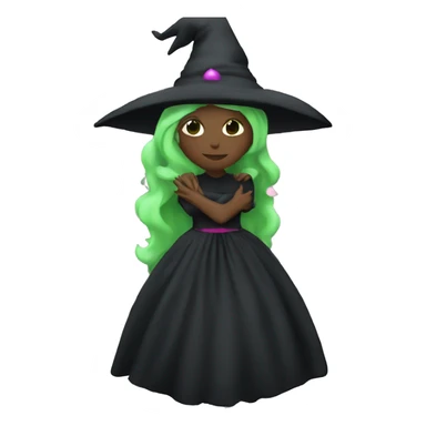 Witch dressed in black with green skin hugging pink dressed white witch sticker