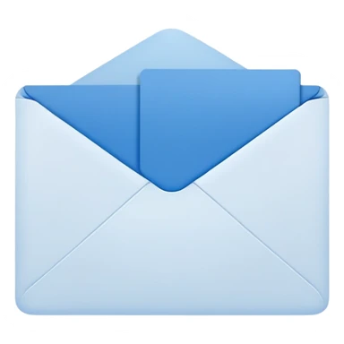 white postcard in blue envelope sticker