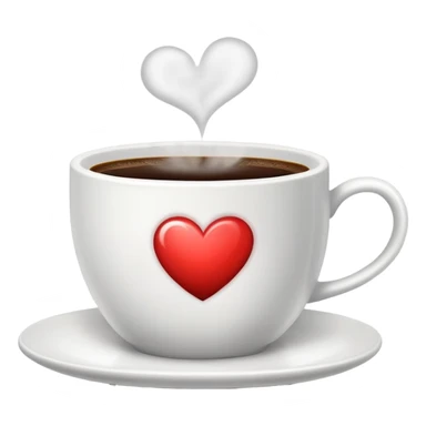 steaming coffee cup with heart-shaped steam sticker