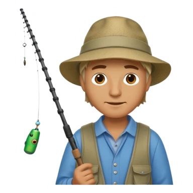 a man holding a fishing rod sticker