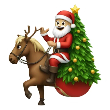 Santa riding a Christmas tree sticker
