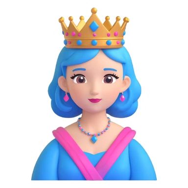 cute queen with pink and blue hair and a queen crown sticker
