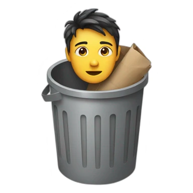 a person in a trash can sticker