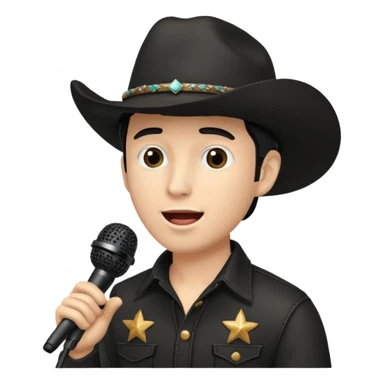  man wearing a black cowboy hat, singing into a microphone  sticker