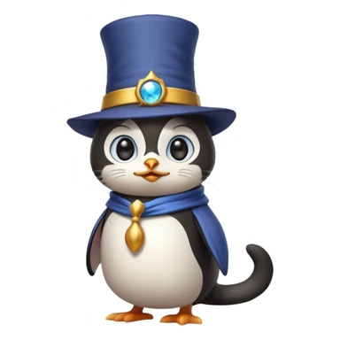 Combine a cat with a top hat in the wizard penguin sticker