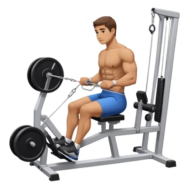 man doing seated cable-rows machine exercise sticker