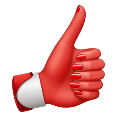 hand with bright red manicure, making a thumbs up sticker
