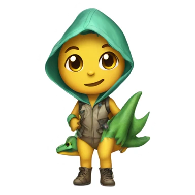 chick with a dinosaur outfit sticker
