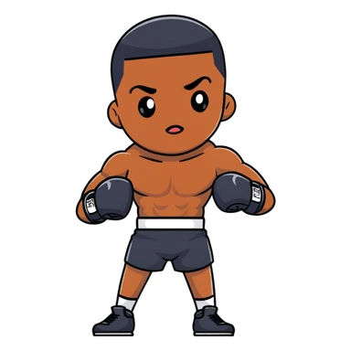 Passport photo portrait of a young 19-year-old Black male boxer, formal front-facing pose, neutral background, athletic build sticker