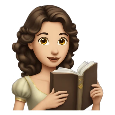 Brunette princess with book sticker