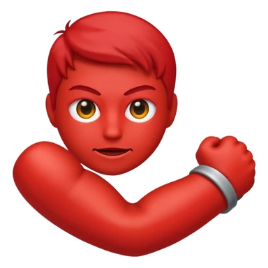 emoji con cara de enojado de color rojo con un brazo amenazando sticker