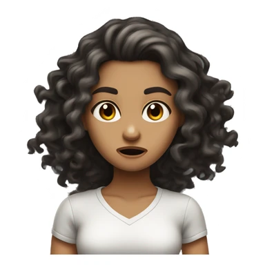 A half black half white girl with long curly brown hair going crazy with fumes coming out and angry eyes sticker