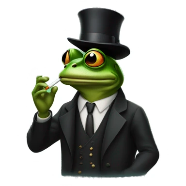 Frog godfather holding a cigarette sticker