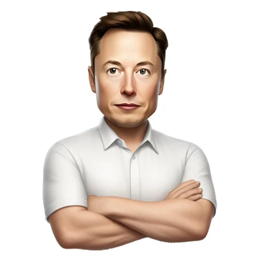 Elon musk with a light shirt holding an X sign  sticker