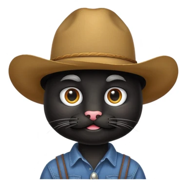combine the cowboy empjis with a bclack cat emoji and make it have a black thick moustache over the cat wiskers sticker
