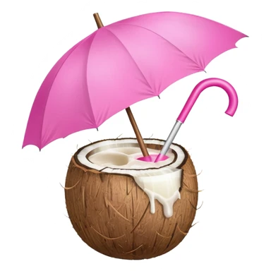 coconut drink with pink umbrella sticker