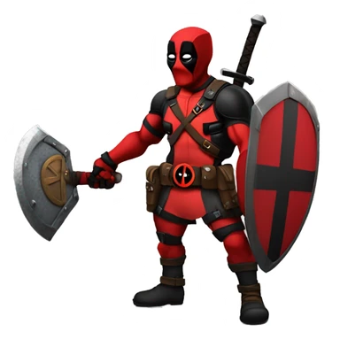 Deadpool holding Viking shield sticker