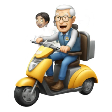 Old man riding a medical scooter chased by a group of women sticker