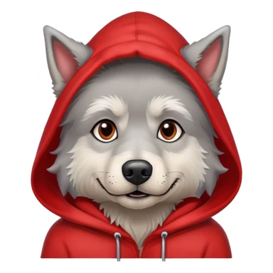 Gray dog scruffy red hood sweatshirt  sticker