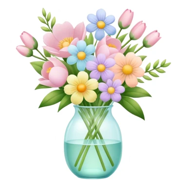 Pastel spring floral arrangement in vase  sticker