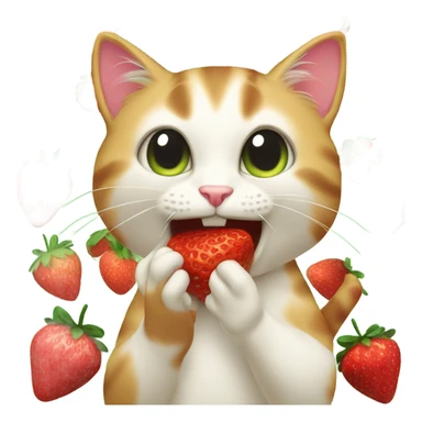 cat with strawberry sticker