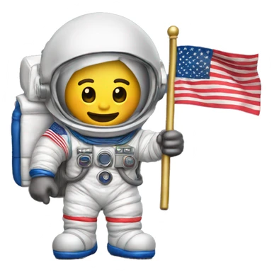 golden neil armstrong holding us flag on moon trophy sticker