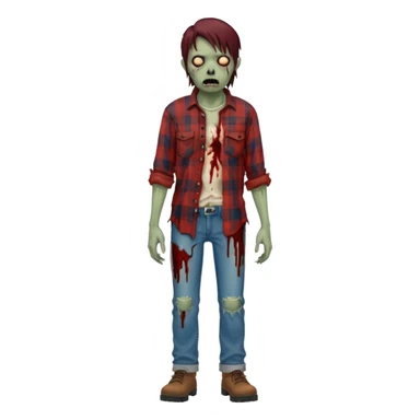 Local alaskan who has turned it zombies in the style of the walking dead, with rotting flesh and dripping blood but distinctively Alaskan. In the style of your bleeding skull art but Alaskan zombie. Full body sticker