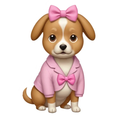A dog pregnant with a pink bow sticker